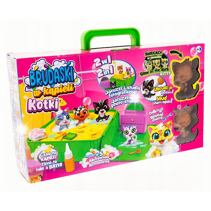 Brudaski játékszett a fürdőszobában, 2 macska, jakuzzi, kiegészítők, EPEE