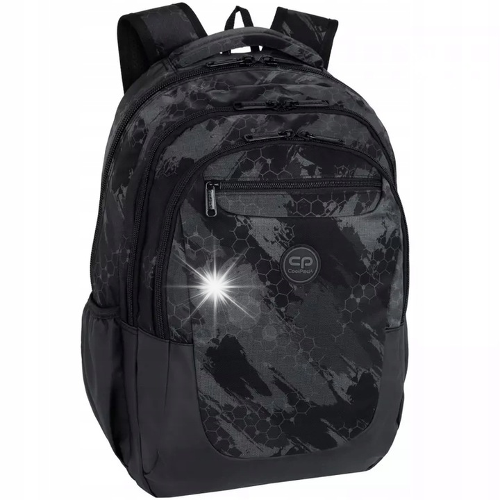CoolPack Soul Kick szürke iskolatáska, 3 rekesszel, laptoptartó rekesszel, méretek 30x45x15cm