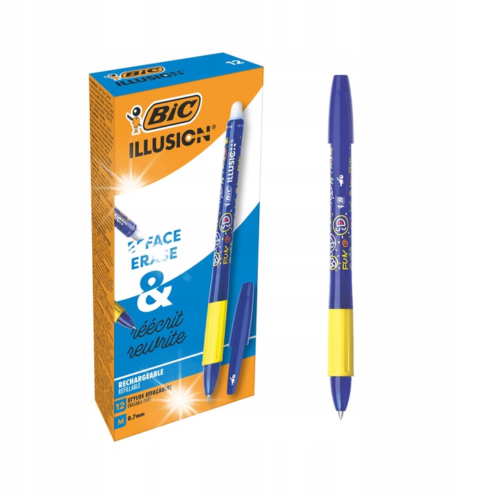 Химикалки BIC, комплект от 12, сини, със среден връх, с термо технология