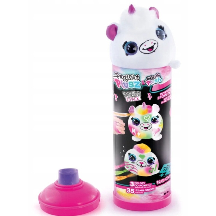 2 db neon plüssfigura készlet, EPEE, 25,5x8x8cm, 3 színes filctollal és 35 sablonnal