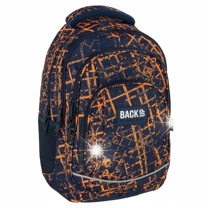 BackUP 4 rekeszes iskolai hátizsák, ergonomikus, fényvisszaverő részletekkel, 42x30x20cm, Derform