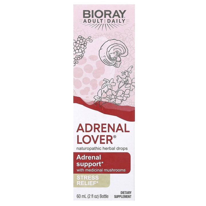 Bioray, Adrenal Lover, suport pentru glandele suprarenale, 60 ml, vegan, fara gluten