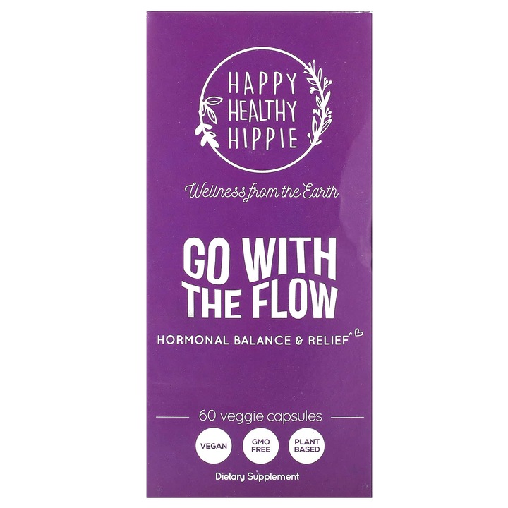 Supliment alimentar, Happy Healthy Hippie, Go with the Flow, 60 capsule vegetale, echilibru hormonal, vegan