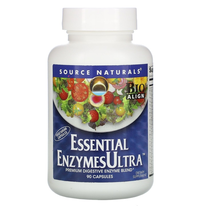 Supliment alimentar, Essential Enzymes Ultra, 90 capsule, enzime vegetale, amestec de enzime digestive