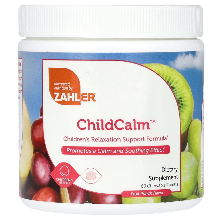 Zahler ChildCalm, supliment alimentar pentru copii, 60 tablete mestecabile, poncs fructat, fara GMO, vegetarian