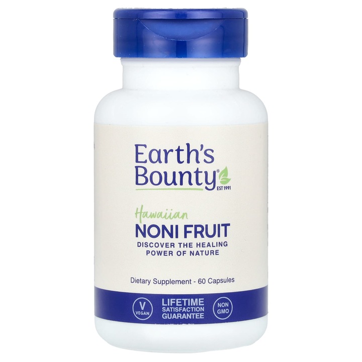 Supliment alimentar, Earth's Bounty, Noni hawaiian, 60 capsule, 500 mg, vegetarian, vegan