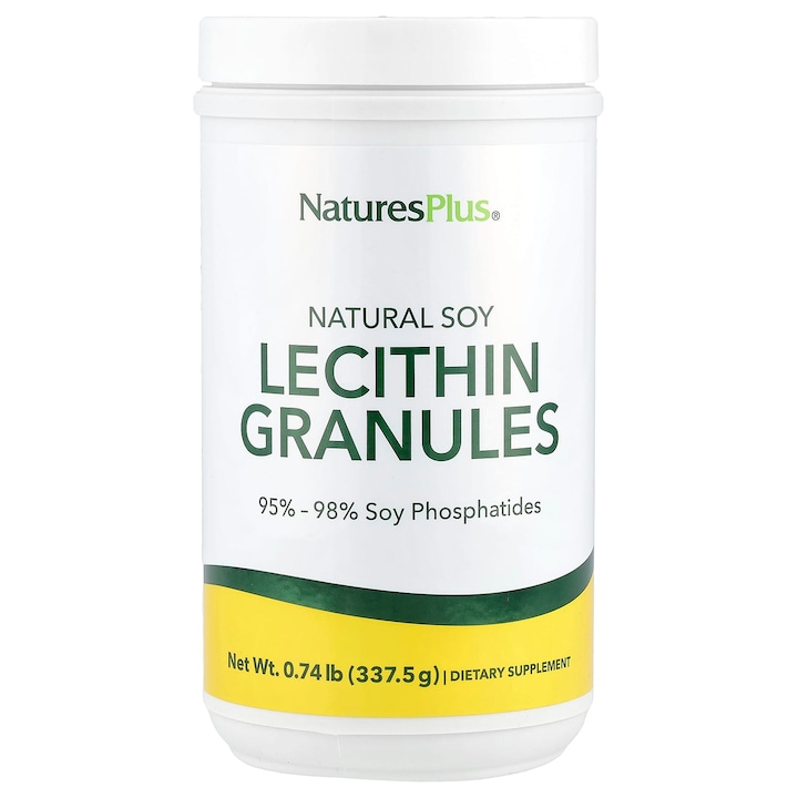 Lecitina de soia granule, NaturesPlus, 340 g, 95-98% fosfolipide, fara gluten
