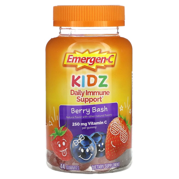 Emergen-C Kidz, suport zilnic pentru imunitate, aroma de mustar de zmeura, 44 jeleuri