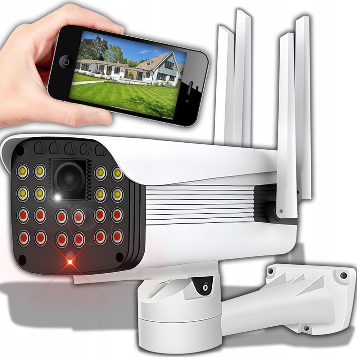 Външна IP WiFi камера за видеонаблюдение 2MP Full HD 1080p, детектор на движение, нощно виждане, водоустойчивост IP66, пълен комплект