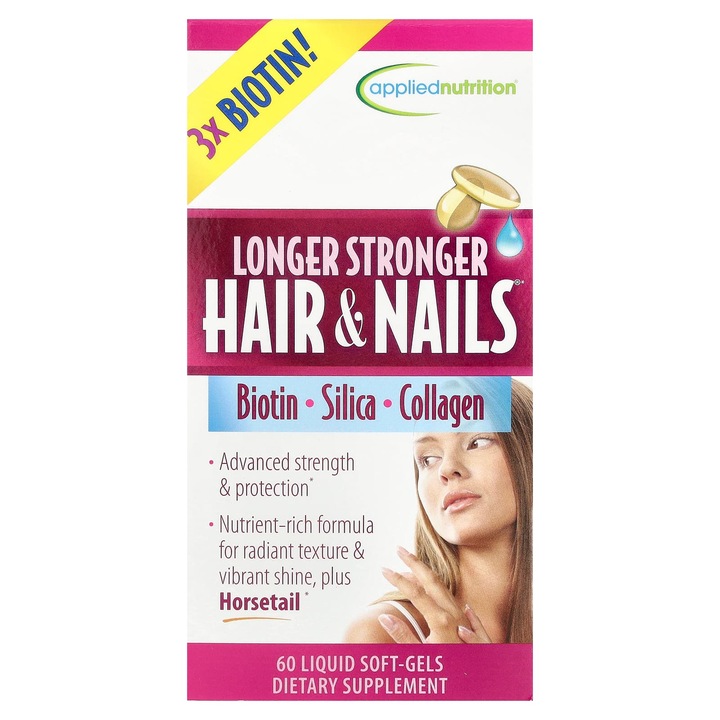 Supliment alimentar, Longer Stronger Hair & Nails, 60 capsule moi, biotina, colagen, multicolor