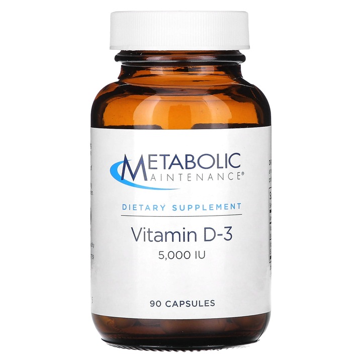 Vitamina D3, 5000 j.m., 90 capsule, Metabolic Maintenance, fara gluten, fara lactate
