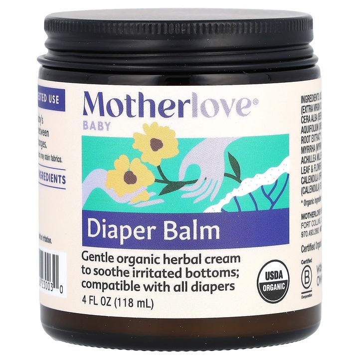 Balsam pentru schimbat scutece, Motherlove, 118 ml, organic, certificat USDA, fara zinc, fara petrol