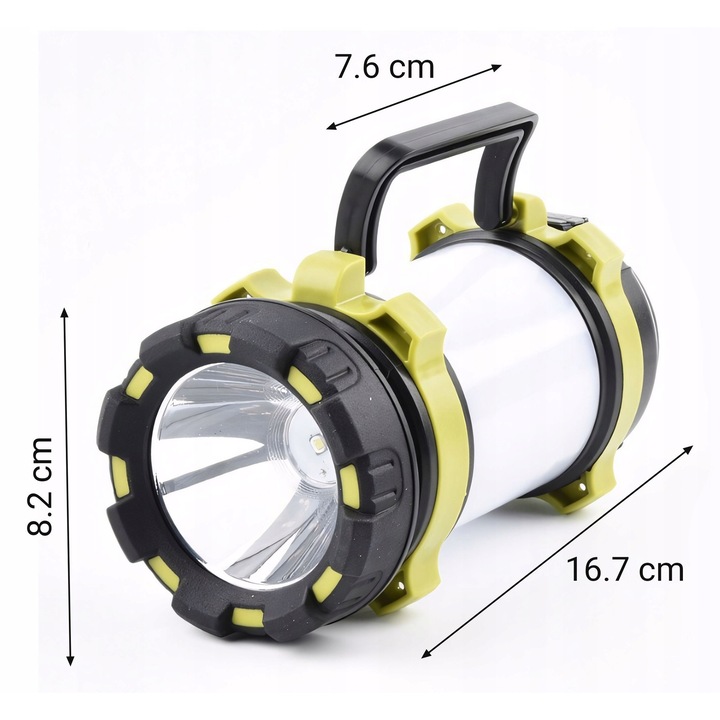 Къмпинг фенер Retoo, LED, 6 режима, жълто-черен, 79x70x165 мм, комплект с USB кабел