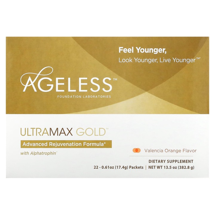 Supliment alimentar, UltraMax Gold, formula avansata cu alfatrofina, portocala Valencia, set 22 pachete (17,4 g)