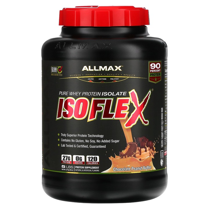 Supliment nutritiv, AllMax, izolat proteina din zer, ciocolata cu unt de arahide, 2,27 kg