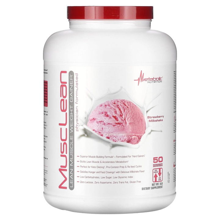 MuscLean, supliment pentru cresterea masei musculare, capsuni, 5 lb