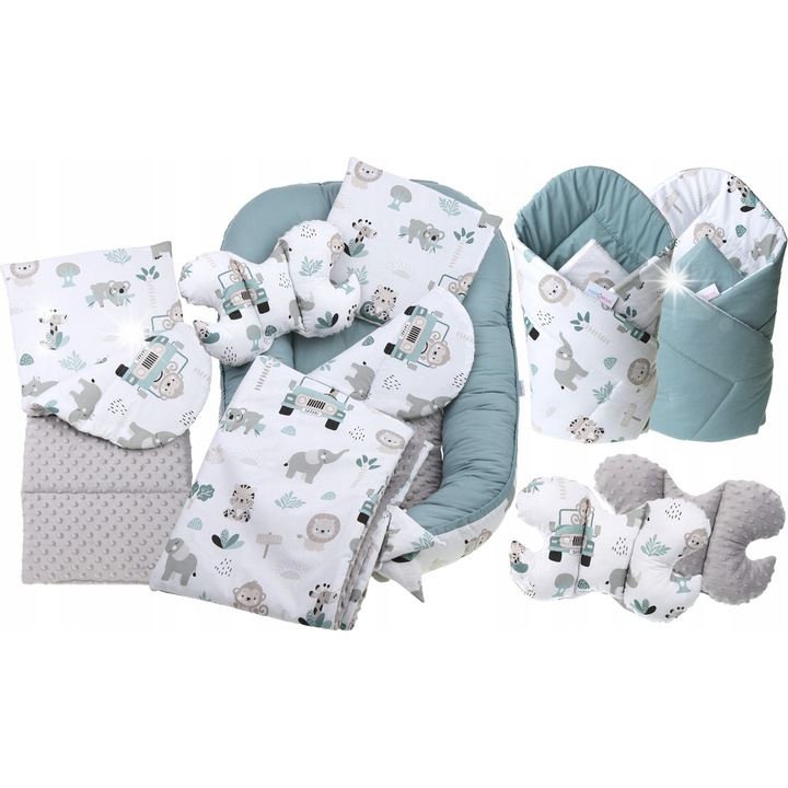 Бебешка кошара за игра, Babymam, комплект от 7 части, Minky & Cotton, модел Safari, 110x65x14см