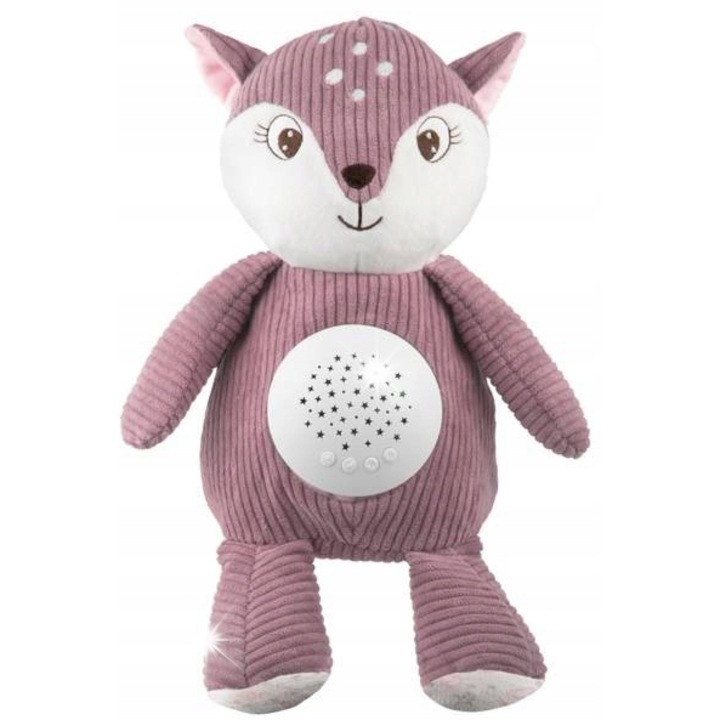 Плюшена играчка, Canpol babies, елени с песнички и проектор, 31x21x13см, розова