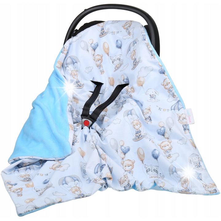 Babymam plüss takaró, 100x100cm, kétszínű, babakocsiba és autósülésbe