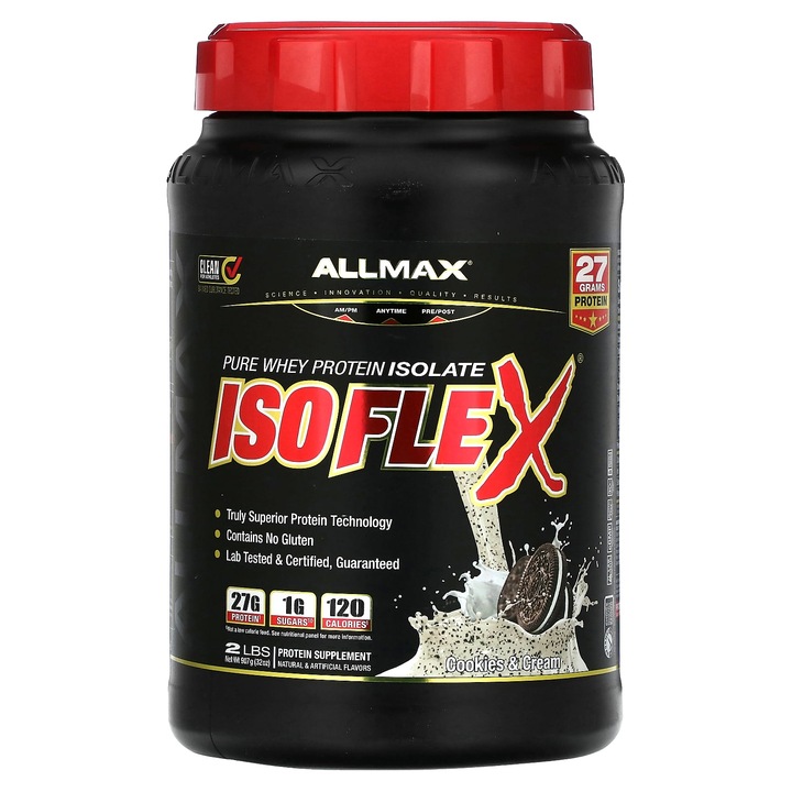 Isoflex, izolat 100% proteine din zer, Cookies & Cream, 907 g