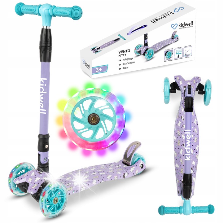 Kidwell VENTO Kitty egyensúlyozó roller, LED kerekekkel, 50 kg, 95-130 cm