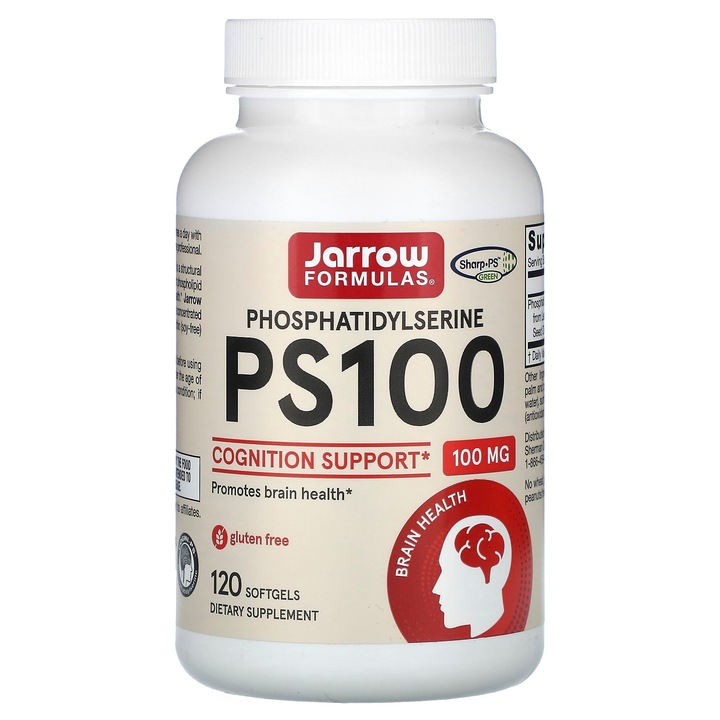 Jarrow Formulas PS100 étrend-kiegészítő, foszfatidilszerin, 100 mg, 120 lágyzselatin kapszula, gluténmentes