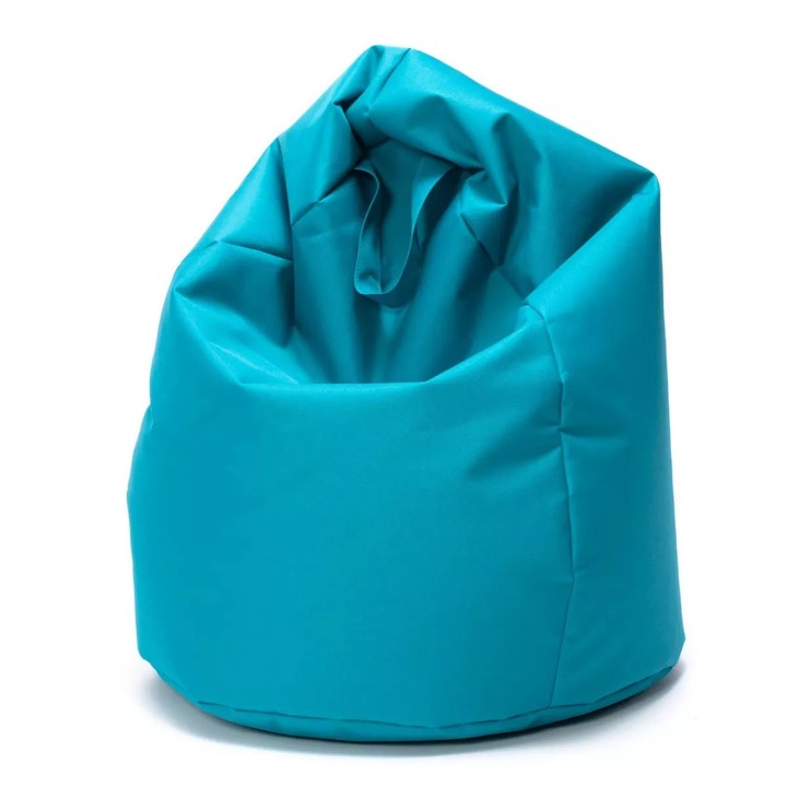 Fotoliu Ecopuf Puf Bean Bag tip Mini Sako, cusatura dubla, sac interior, cu maner, 80 x 50 cm, Poliester, Turcoaz