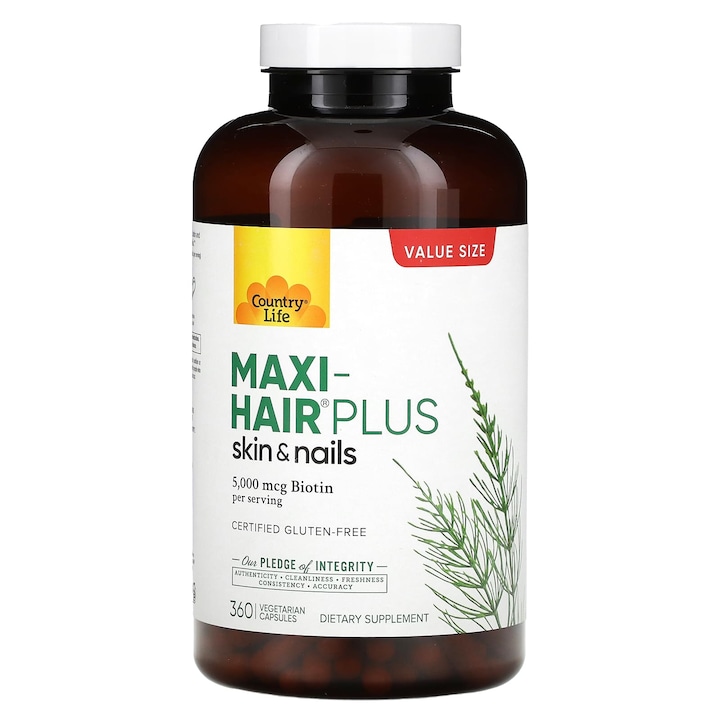 Supliment alimentar, Maxi-Hair Plus, 5000 mcg, 360 capsule vegetale, gluten-free, non-GMO