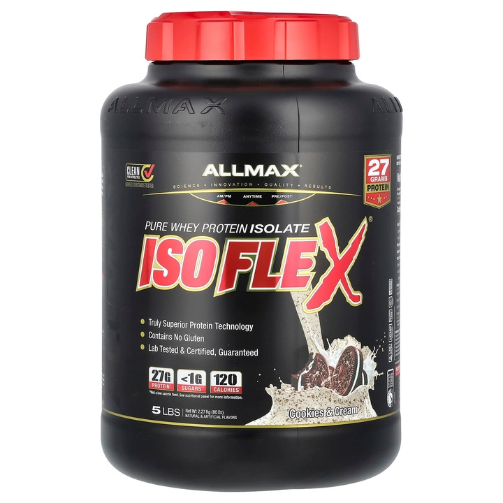 Isoflex, izolat proteic din zer, Cookies & Cream, 2,27 kg
