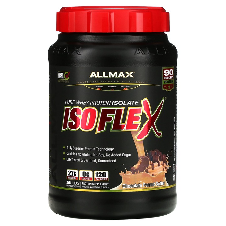 Isoflex,izolat proteic pur din zer, unt de arahide cu ciocolata 907 g