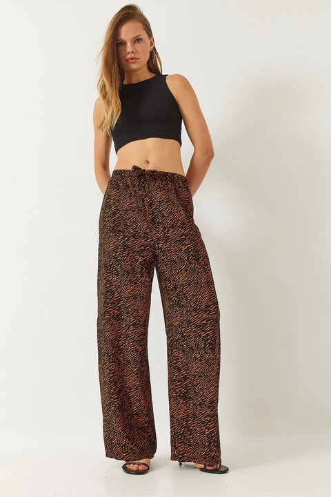 Pantaloni dama, HiCCUP, imprimeu, croiala relaxata, multicolor, viscoza