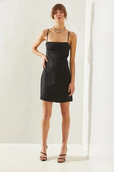 Rochie mini, HiCCUP, satin, negru