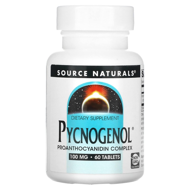 Source Naturals étrend-kiegészítő, Pycnogenol, 100 mg, 60 tabletta, proantocianidin komplex, nem GMO