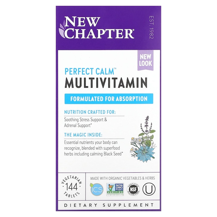 Multivitamine, New Chapter, 144 Tablete Vegetariene, suport stres, ingrediente organice