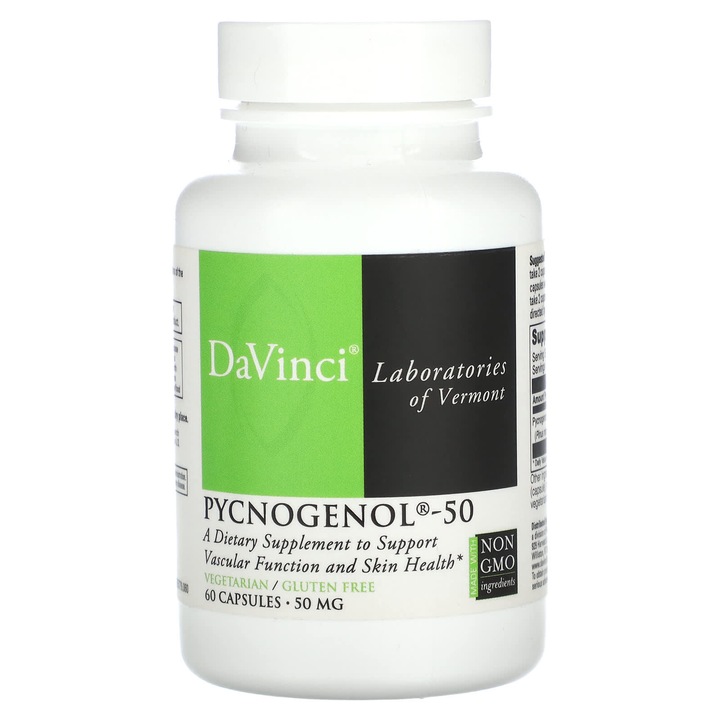 Supliment alimentar, DaVinci Laboratories, Pycnogenol-50, 50 mg, 60 capsule, vegan, fara gluten