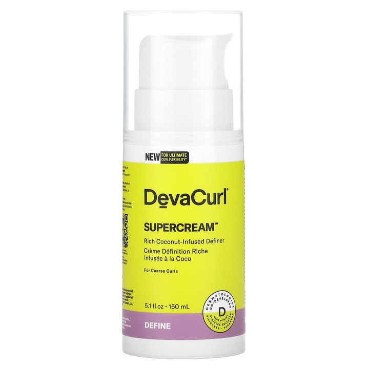 Ceara de par DevaCurl Supercream, pentru bucle groase, 150 ml, fara sulfati, vegana