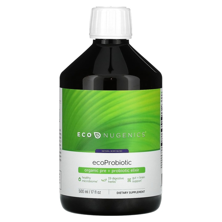 Supliment alimentar EcoProbiotic, elixir probiotic organic, fructe de padure naturale, 500 ml, 19 plante digestive, vegetarian
