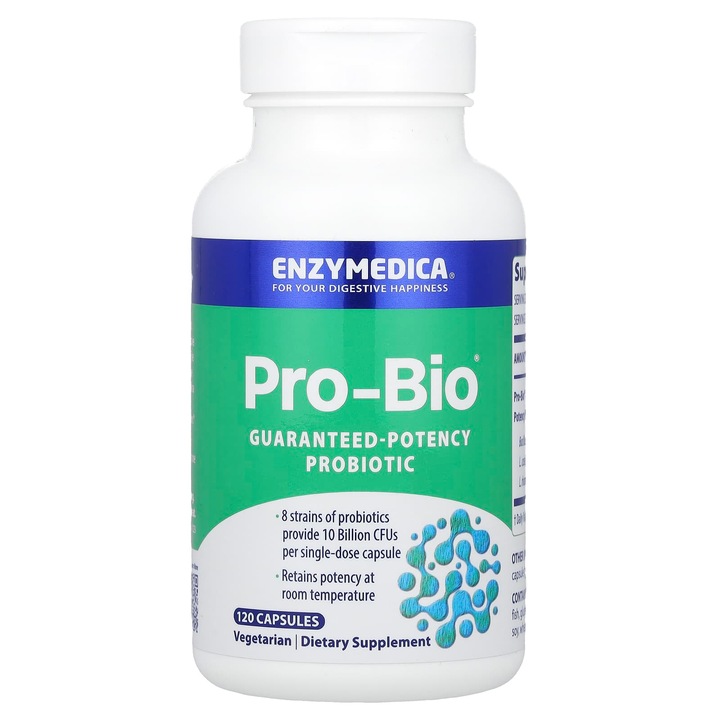 Supliment alimentar Pro-Bio, 120 capsule, 8 tipuri de probiotice, 10 miliarde CFU, vegetarian