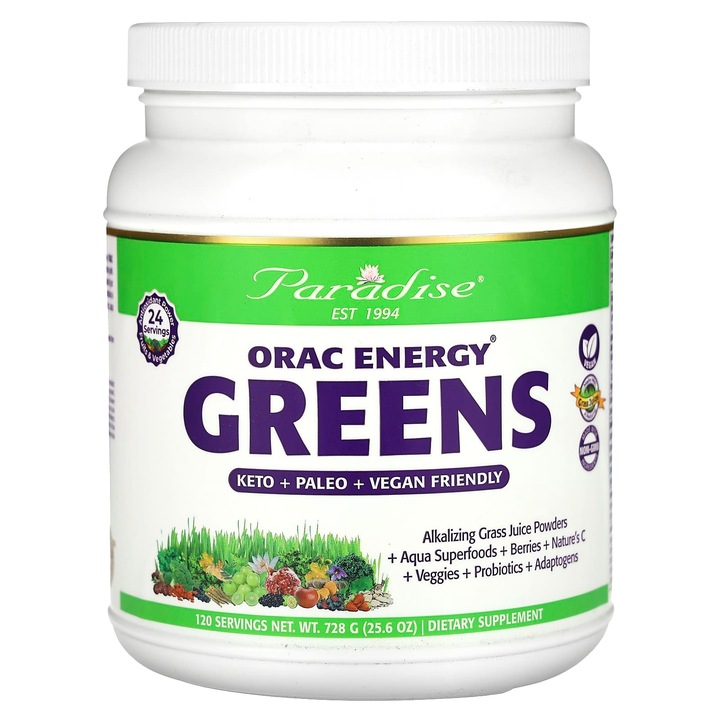 Supliment alimentar , ORAC Energy Greens, 728 g, 24 portii, vegan, fara gluten