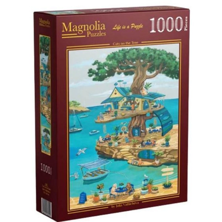 Puzzle Magnolia cu 1000 de piese - Pisici in copac (3451)