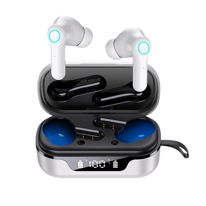Vezeték nélküli Bluetooth 5.1 fülhallgató, HIFI hangzás, zajcsökkentés, IPX7 vízálló, fekete