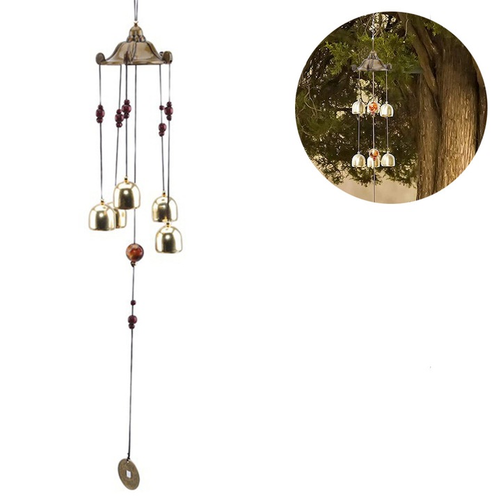 Clopotel feng shui cu dragon si peste, 55cm