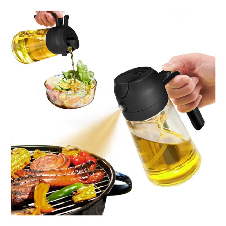 Pulverizator de ulei de masline, gatit 2 in 1, 16 oz. (470ML) bucatarie pulverizator poate pentru dublu scop, prajitoare cu aer, bucatarie, gatit, gratar