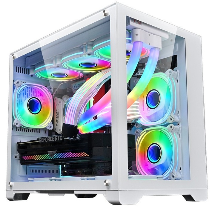 Sistem PC Gaming 1stPlayer® cu Intel® Core™ i9 12900KF Alder Lake 5.2 GHz, 32GB DDR5, SSD 1 TB M.2, GeForce® RTX™ 5060 8 GB GDDR7, liquid cooling, WiFi, MV6W96, No OS