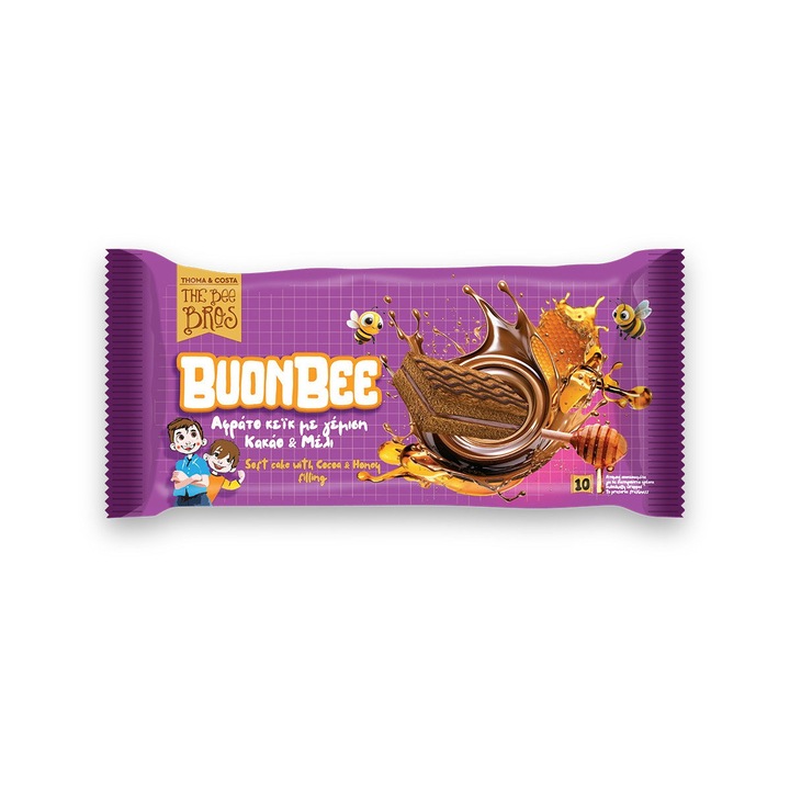 Prajitura cu crema de cacao indulcita cu miere (fara zahar) 25gr - Buon Bee. The Bee Bros