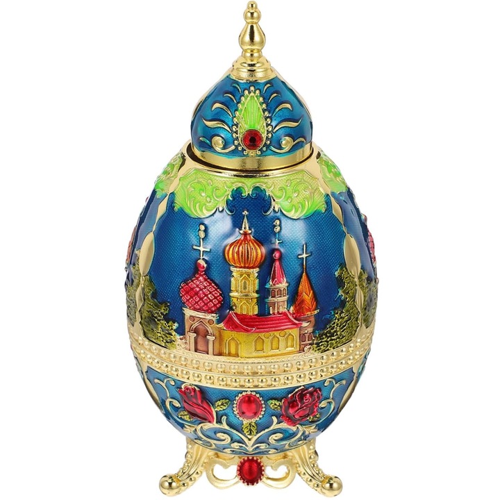 Диспенсър за клечки за зъби, ZGGZERG, Голям капацитет, Преносим, Ретро замък стил, Тип натискане, Подходящ за ресторанти, хотели, клубове и престижни приеми на гости, 7.7*15 CM, Син