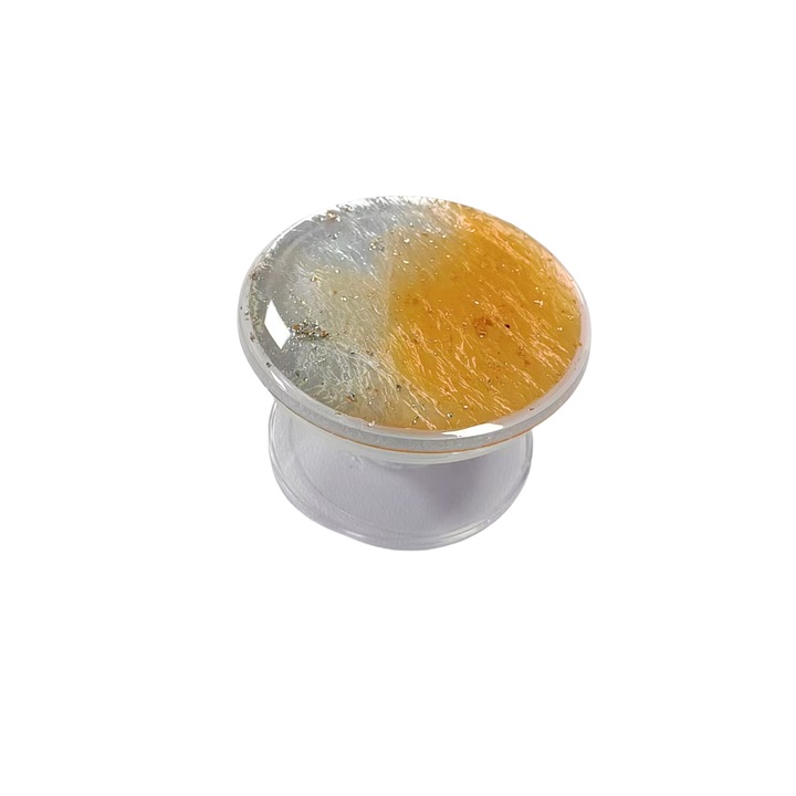 Univerzális öntapadós tartó telefonokhoz és tabletekhez, gradiens mintás ezüst tollas fóliával, narancssárga gradiens