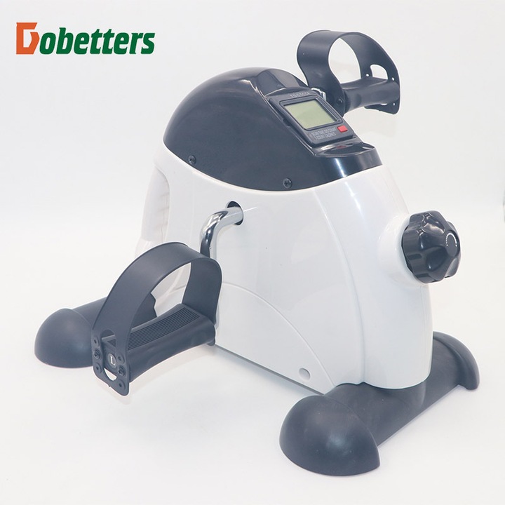 Мини фитнес велосипед, възстановяване на ръцете и краката, регулируем, LCD екран, време, разстояние, повторения, одометър, калории, скорост, упражнения за поддръжка, дръжка за носене, бял