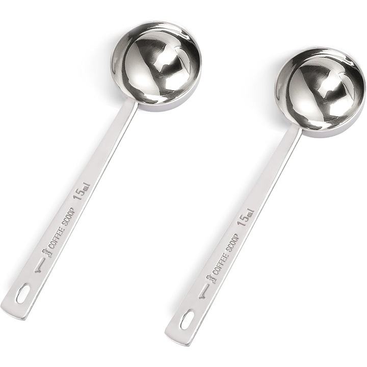 Set 2 Linguri de Masurat 15ml din Inox, Argintii