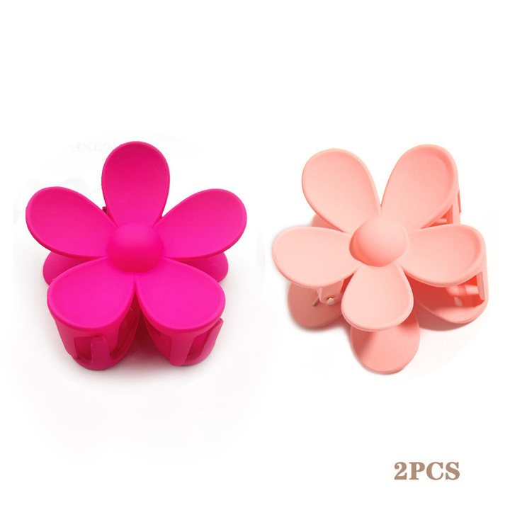 Set 2 agrafe de par, model floare, ABS, 7x7x4.3 cm